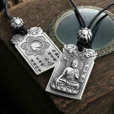 Ethnic Thai Silver Intricate Buddha & Animal Zodiac Pendant Necklace